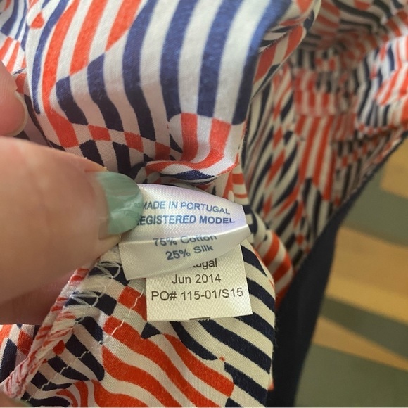 Oscar de la Renta Red Blue White Print Long Sleeve Tunic Dress - Picture 11 of 12